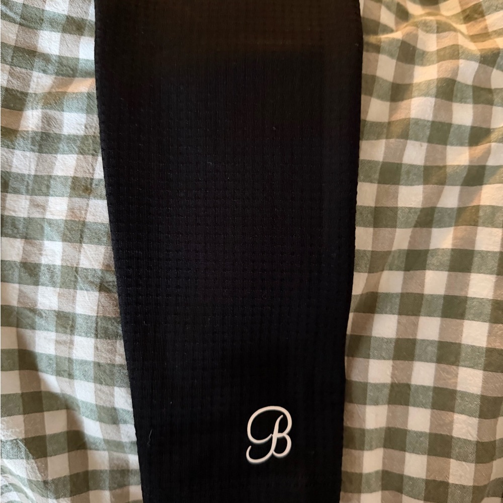 Bombshell Sportswear Black Leggings with White Stripes-PERFORM THIGH HIGHS - Picture 2 of 7